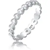 Elli Silberring "Ring Bandring Herz 925 Sterling Silber" Gr. 58, silber, Fingerringe, Damen, 58, Silber 925 (Sterlingsilber), Silberring