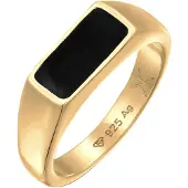 KUZZOI Siegelring "Ring Herren Siegelring Emaille Schwarz 925 Sterling Silber" Gr. 64, gold, Fingerringe, Herren, 64, ohne Stein, Silber 925 (Sterlingsilber), 13mm, Siegelring
