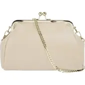 Cluty Abendtasche "Damen echt Leder, Made in Italy", Damen, Gr. B/H/T: 23cm x 15cm x 7cm onesize, beige, Leder, leicht glänzend, unifarben, Taschen Abendtasche, echt Leder, Made in Italy