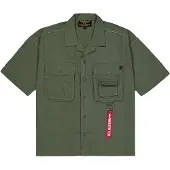 Alpha industries Print-Shirt "Aloha Safari Shirt", Herren, Gr. 3XL, grün (schwarz olive), Obermaterial: 80% Baumwolle, 20% Viskose, Shirts Print-Shirt