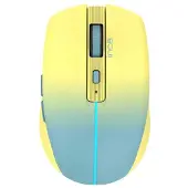 Inca IWM-511RS, rechts, Optisch, RF Wireless + Bluetooth + USB Type-C, 1600 DPI, Blau, Gelb