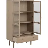 Actona Vitrine GROUP "Aston", weiß (weiß pigmentiert eiche), B:80cm H:144,8cm T:40cm, Schränke, Vitrine, Schrank, 2 Glastüren, 2 Einlegeböden, 1 Schublade, Eiche Furnier