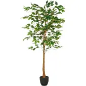 Creativ Green Kunstbaum "Ficus Benjamina", grün (hellgrün), H:150cm, Kunststoff, Kunstpflanzen, Kunstbaum, mit naturgetreuem Blattwerk und Stamm