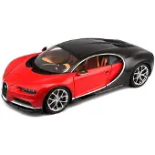Bburago Bugatti Chiron Modell in Schwarz-Rot, Maßstab 1:18,