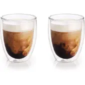 Intratuin Set doppelwandige Trinkgläser - 2 Stück weiß 320ML Glas isolierend