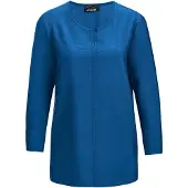 Goldner Viskosebluse mit 3/4-Ärmeln, Rundhals in royalblau | Gr.: 44