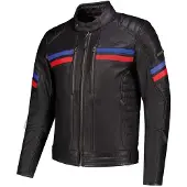 Rusty Stitches Steve Motorrad Lederjacke, schwarz/rot/blau, 3XL