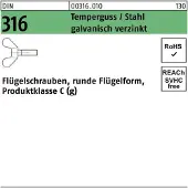 FAST-X Flügelschraube DIN 316 M 8 x 35 Temperguss/Stahl galvanisch verzinkt