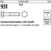 Reyher DIN 931 Stahl 8.8 blank M 10x90/26 - Sechskantschrauben Teilgewinde