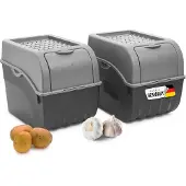 Novaliv Gemüseboxen Kartoffelboxen Vorratsbehälter 3,5l bis 9l (Grau, 2X 9l)