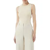 Comma Rundhalsshirt , Damen, Gr. 42, beige (dune sand), Strick, Obermaterial: 50% Baumwolle, 50% Viskose, unifarben, regular fit taillenbedeckt, Rundhals, Shirts Rundhalsshirt, mit Strick Details