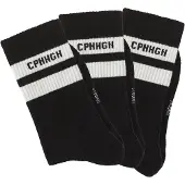 Copenhagen Studios Tennissocken in 3x schwarz mit weißen Streifen | Gr.: 39-42