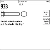 Reyher DIN 933 Stahl 10.9 blank M 12x180 - Sechskantschrauben mit Gewinde bis Kopf