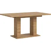 Ebuy24 Motion Esstisch Doppelsäulenfuß 90x150/190cm inkl. 1 Einlegeplatte Eiche Nachbildung.
