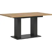 Ebuy24 Motion Esstisch Doppelsäulenfuß 90x150/190cm inkl. 1 Einlegeplatte Eiche Nachbildung, grau.