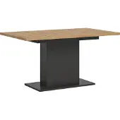 Ebuy24 Motion Esstisch Säulenfuß 90x150/190cm inkl. 1 Einlegeplatte Eiche Nachbildung, grau.