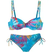 LASCANA Bügel-Bikini , Damen, Gr. 38, Cup B, blau (blau bedruckt), Obermaterial: 86% Polyamid, 14% Elasthan. Futter: 100% Polyamid, bedruckt, Bikini-Sets Bügel-Bikini, mit Doppelträgern