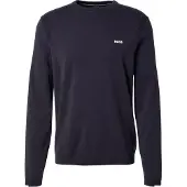 Boss green Rundhalspullover "K Ever-X CN", Herren, Gr. S, blau (dunkelblau402), Strick, Obermaterial: 100% Baumwolle, unifarben, hüftlang, Rundhals, Bündchen, Pullover Rundhalspullover