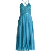 Vera Mont Abendkleid "Abendkleid mit Stickerei", Damen, Gr. 36, EURO, blau (shiny blaustone), 100% Polyester PES., Kleider Abendkleid