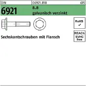 Reyher DIN 6921 - Stahl 8.8 verzinkt - M 8x25 - Sechskantschrauben mit Flansch ohne Sperrverzahnung