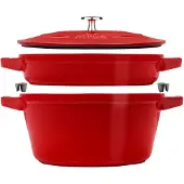 Staub Kochtopfset, 2-tlg | Kirsch-Rot | rund | Gusseisen