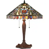LumiLamp Tischlampe Tiffany Glas Polyresin 47x60 cm Beige Blau 5LL-1206