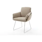 DELIFE Esszimmerstuhl Luan-Flex mit Armlehnen Materialmix Schlamm Kufengestell Edelstahl