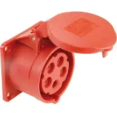 Pce Einbausteckdose 16A 4P 400V rot IP44 weiblich 70mm 314-6