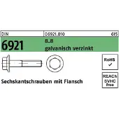 Reyher DIN 6921 - Stahl 8.8 verzinkt - M 16x40 - Sechskantschrauben mit Flansch ohne Sperrverzahnung