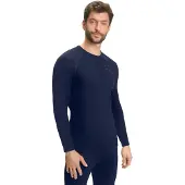 Falke Herren Langarmshirt Maximum Warm, XXL, Blau, Uni