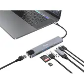 Equip USB-C 8-in-1 Multifunktionaler Adapter, HDMI 4K/30Hz, Gigabit-LAN, USB-A x 2, USB-C x 1, SD/TF, 100W USB PD, Kabelgebunden, USB Typ-C, 100 W, 1000 Mbit/s, 1000BASE-T, IEEE 802.3ab