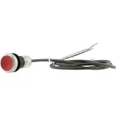 Eaton 185595 Leuchtdrucktaste, flach, tastend, 1 Ö, Kabel (schwarz) mit offenem Ende, 4-polig, 3.5 m, LED rot, rot, unbeschriftet, 24 V AC/DC