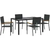 vidaXL Garten Essgruppe 5 stk. Schwarz Poly-Rattan