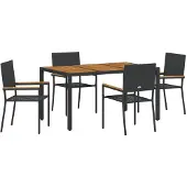 vidaXL Garten Essgruppe 5 stk. Schwarz Poly-Rattan