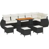 vidaXL Gartensofa-set 9 stk. 9-Sitzanzahl Schwarz und Creme
