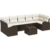 vidaXL Gartensofa-set 8 stk. Braun Poly-Rattan