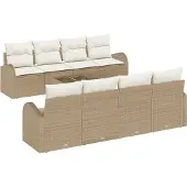 vidaXL Gartensofa-set 9 stk. Beige Poly-Rattan