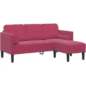 vidaXL Sofa Set mit Kissen Weinrot Polyester