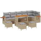 vidaXL Gartensofa-set 12 Stk. 8-Sitzanzahl Beige und Hellgrau