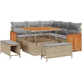 vidaXL Gartensofa-set 9 stk. 8-Sitzanzahl Beige und Hellgrau