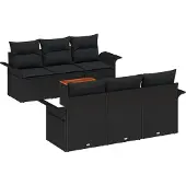 vidaXL Gartensofa-set 7 stk. 6-Sitzanzahl Schwarz Poly-Rattan