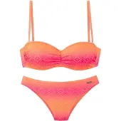 Buffalo Bügel-Bandeau-Bikini , Damen, Gr. 36, Cup A, pink (pink, orange), Polyester, Recycling-Polyamid, Farbverlauf, Bikini-Sets Bügel-Bandeau-Bikini, mit Farbverlauf