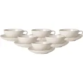 Villeroy & Boch Tasse "Teetassen mit Untertassen For Me 110 ml 6er Set weiß", weiß, Porzellan, Trinkgefäße, Tasse