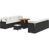 vidaXL Gartensofa-set 12 stk. 12-Sitzanzahl Schwarz und Creme