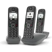Gigaset AS490 Trio, Analoges/DECT-Telefon, Kabelloses Mobilteil, Freisprecheinrichtung, 100 Eintragungen, Anrufer-Identifikation, Schwarz