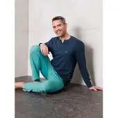 Witt Schlafanzug "Schlafanzug-Shirt Schlafanzug-Shirt", Herren, Gr. 44/46, blau (dunkelblau), Rundhals, Homewear-Sets Schlafanzug