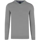 MARVELIS Strickpullover , Herren, Gr. XL, mittelgrau, Jersey, Obermaterial: 100% Baumwolle, regular fit, V-Ausschnitt, Rippbündchen, Pullover Strickpullover, V-Ausschnitt, regular fit, Baumwolle