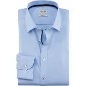 Olymp Businesshemd "Level Five body fit", Herren, Gr. 37, N-Gr, blau (bleu), Web, Obermaterial: 97% Baumwolle, 3% Elastolefin, körpernah, 2-Knopf-Manschette, Hemden Businesshemd