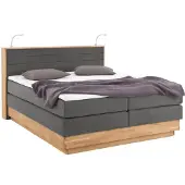 Home affaire Boxspringbett "Cavan", grau (steel), B:204cm L:222cm, Microfaser (100% Polyester), Komplettbetten, Boxspringbett, Eiche, inkl. Bettkasten & Topper, verschiedene Härtegrade (auch H4)