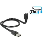DeLOCK 0.5m, USB2.0-A/USB2.0 Micro-B, 0,5 m, USB A, Micro-USB B, USB 2.0, Männlich/Weiblich, Schwarz